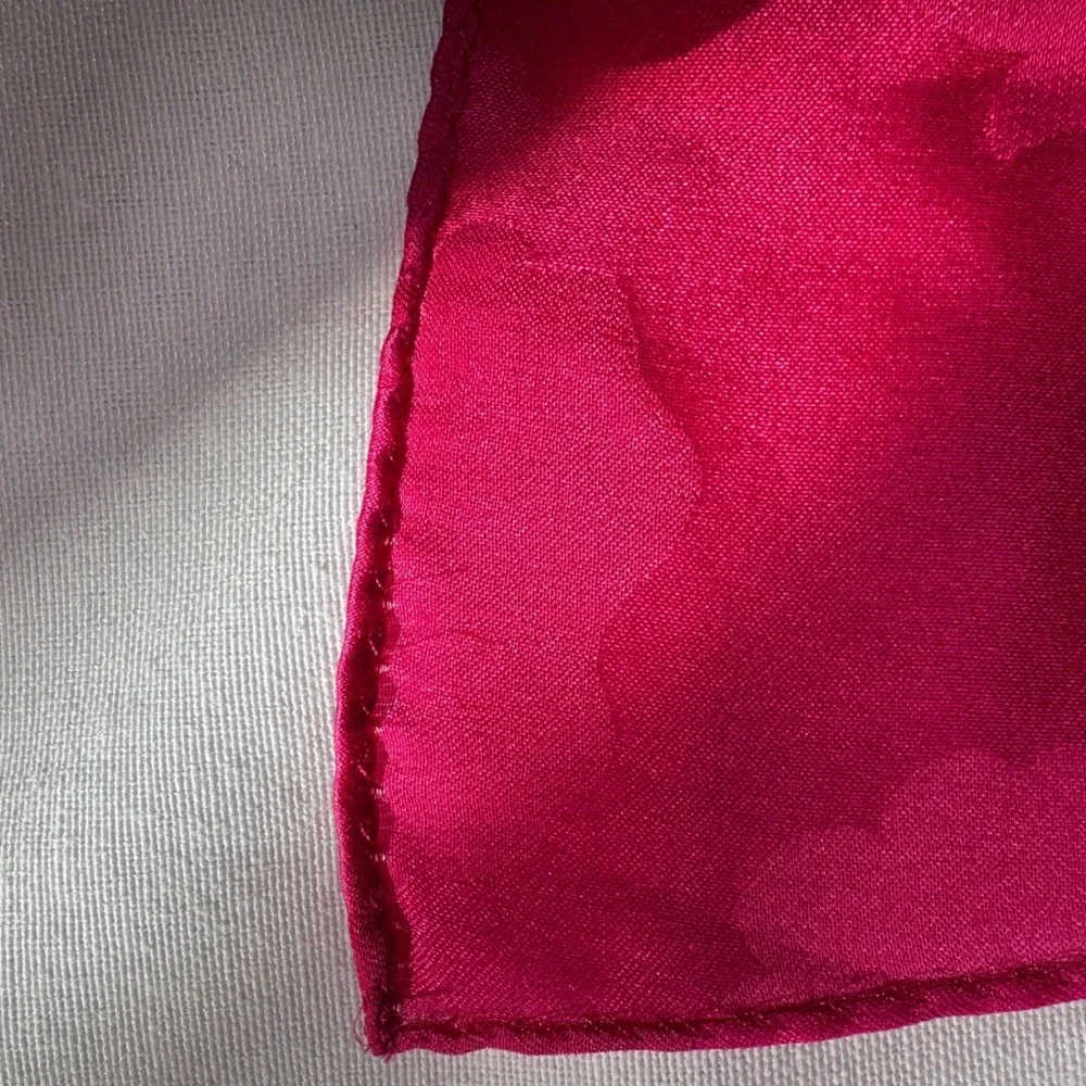 Ginnie Johnson Pink Hibiscus Floral Silk‎ Scarf Tropical Botanical Signed 61x11